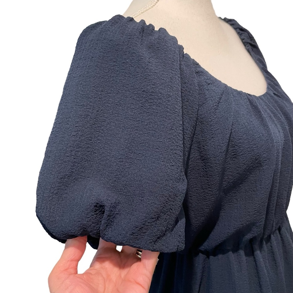 Ophelia Roe Navy Tiered Peasant Dress.  Size S - Picture 5 of 8